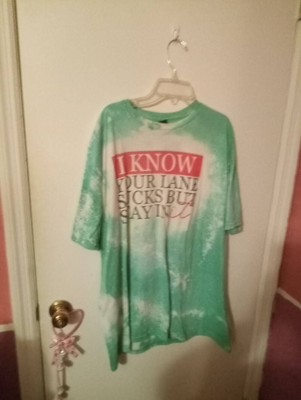 Women's Plus Size 2X Gildan Green Pink Tie Dye Graphic Print Tshirt